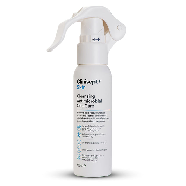 Clinisept+ HOCL Bulk Spray for antimicrobial skin cleansing and post-treatment recovery