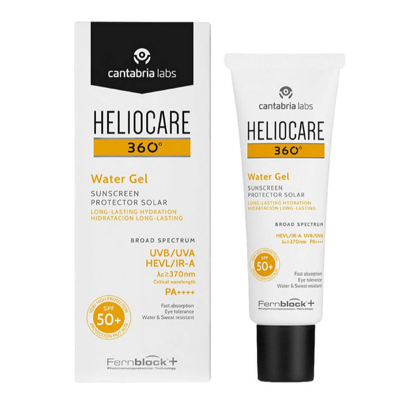 Heliocare 360 Water Gel sunscreen packaging on a white background