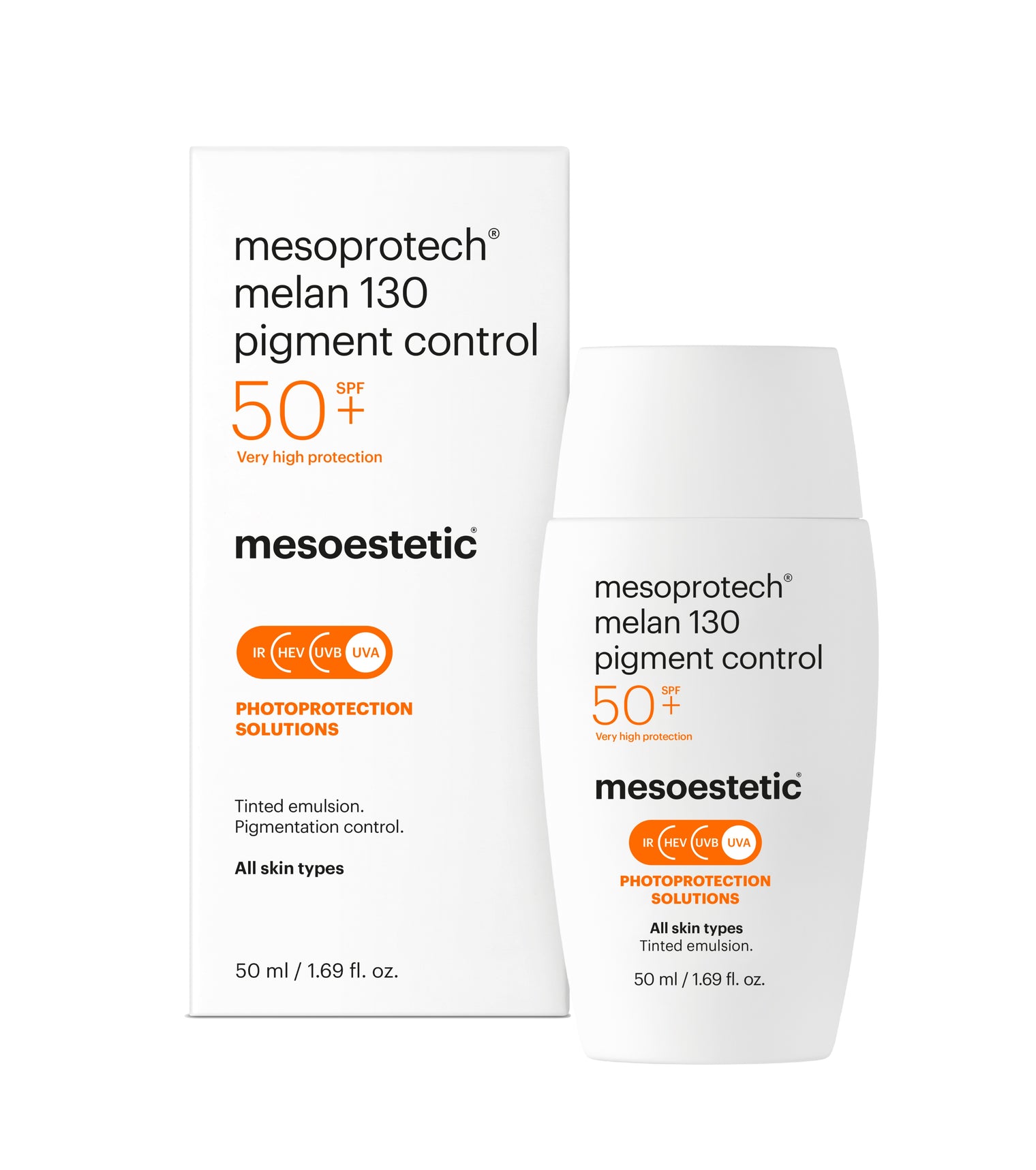 Mesoestetic Mesoprotech Melan 130+ Pigment Control SPF50+ tinted sunscreen for hyperpigmented skin