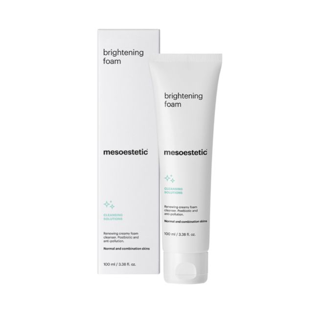 Mesoestetic Brightening Foam – AHA cleansing foam for radiant, balanced skin.