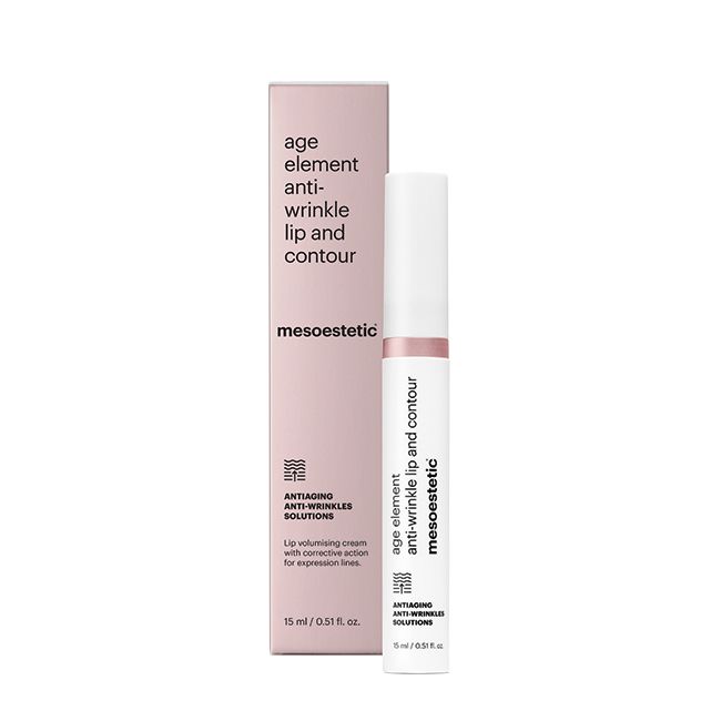 Mesoestetic Age Element Anti-Wrinkle Lip Contour tube with ceramic applicator.