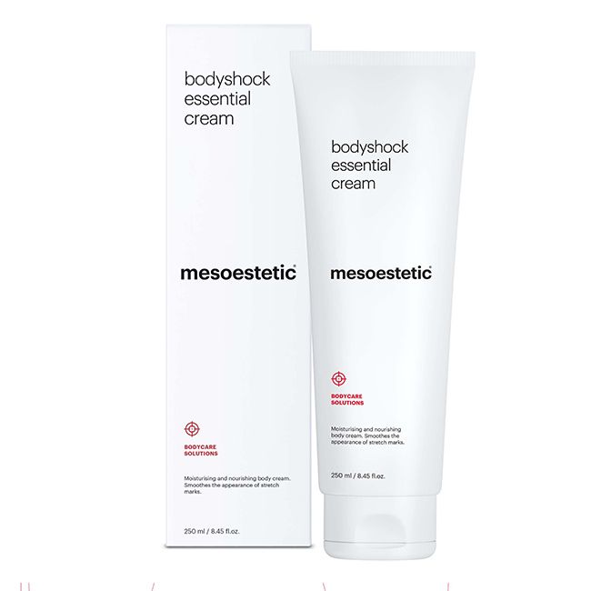 Mesoestetic Bodyshock Essential Cream daily moisturizer for stretch marks.