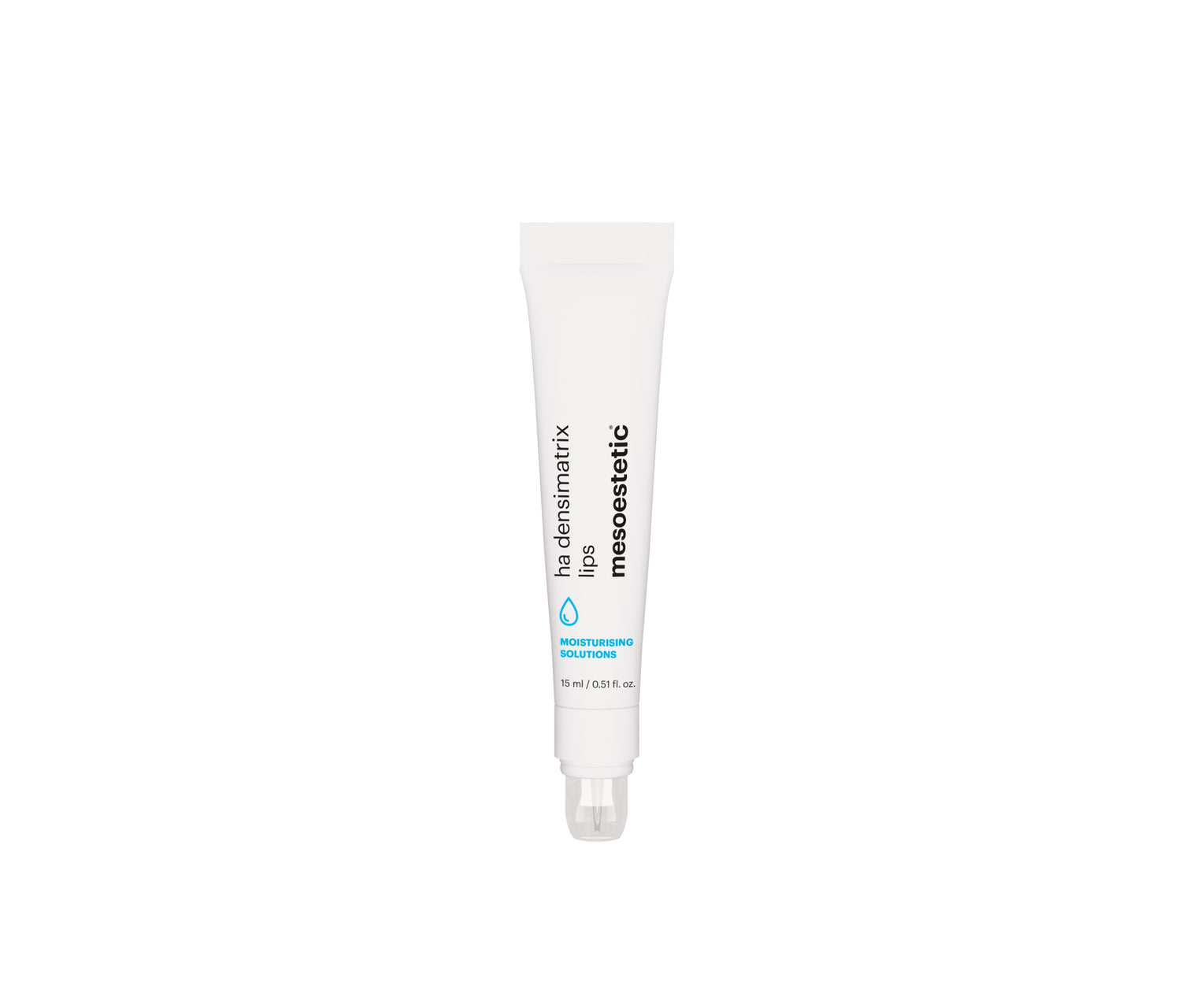 Close-up of Mesoestetic HA Densimatrix Lips balm-oil 15ml for hydration, plumping, and post-lip filler care