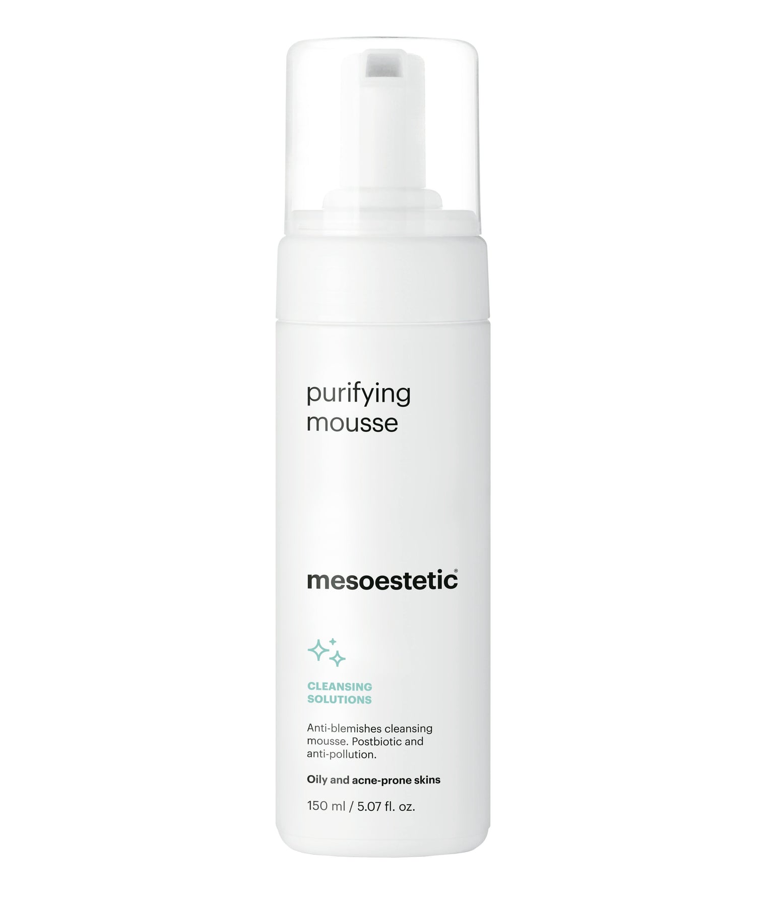 Purifying Mousse balancing foaming cleanser for oily and acne-prone skin with salicylic acid and chlorhexidine.