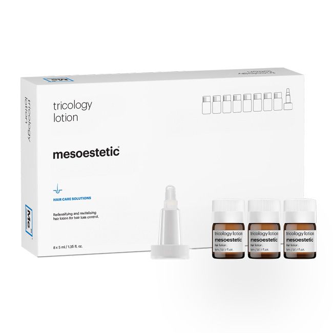 Mesoestetic Tricology Lotion scalp treatment for hair loss.