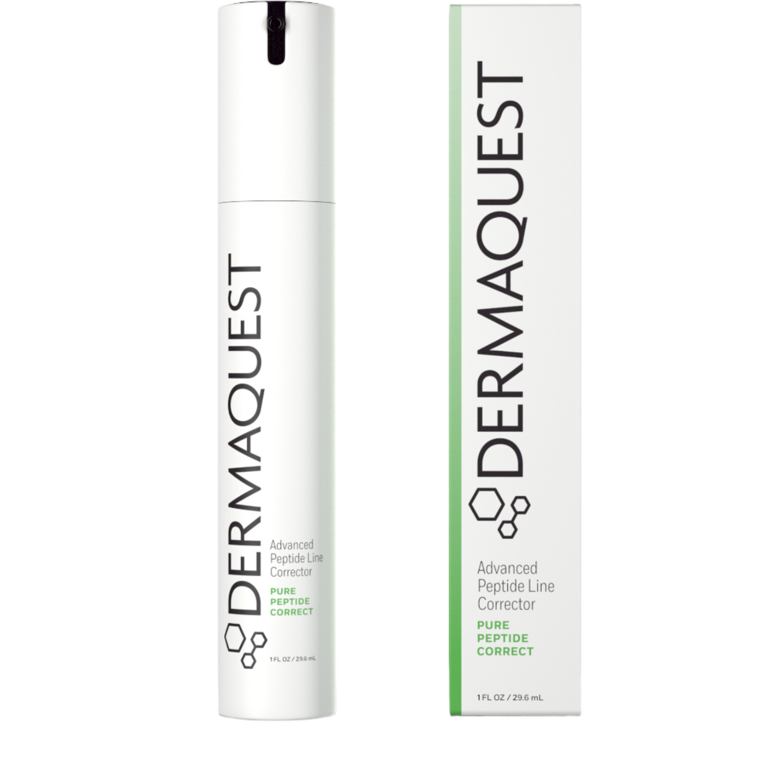 Line-smoothing treatment in a refined pump bottle, formulated with 15 peptides, antioxidants, and sodium hyaluronate to reduce wrinkles and hydrate skin.