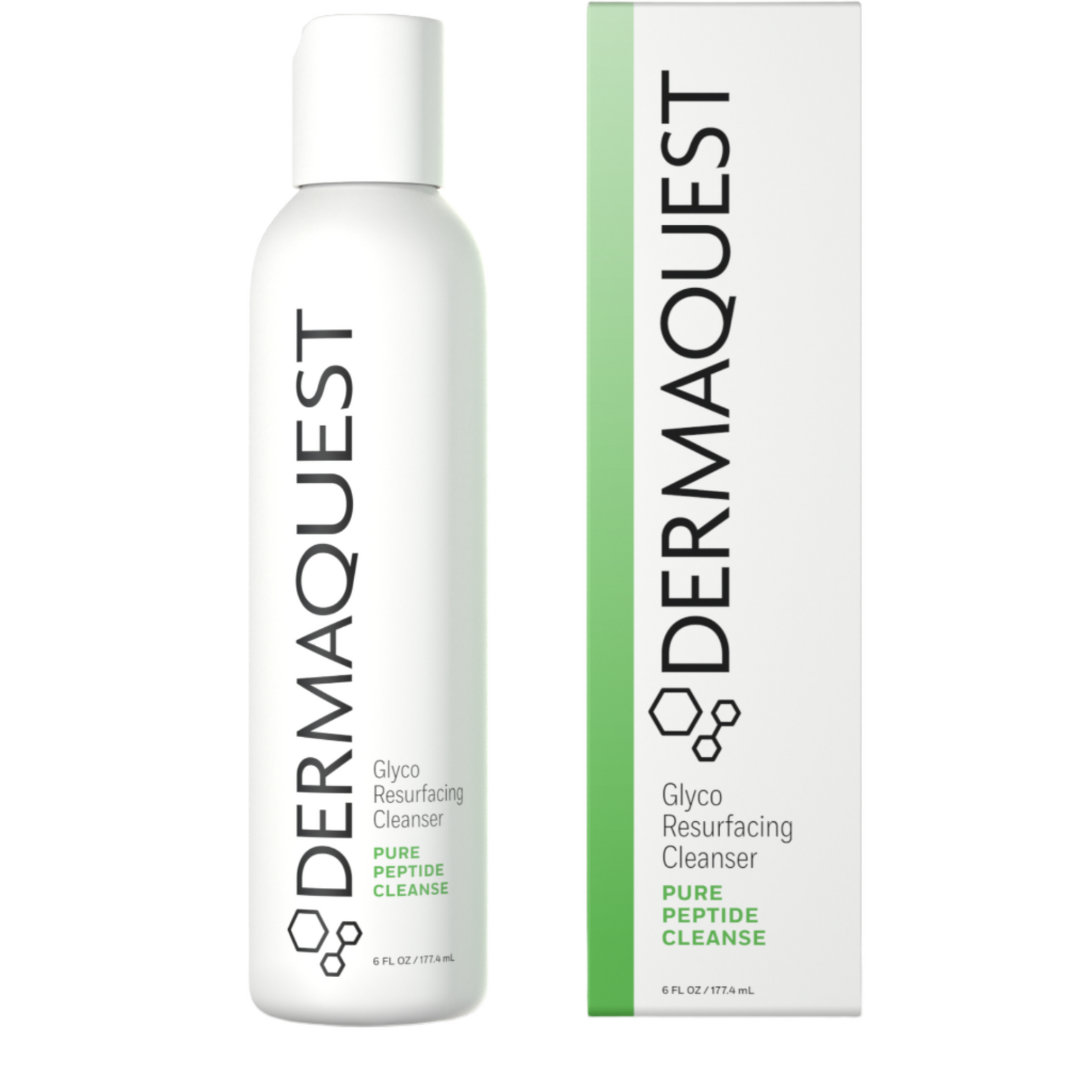 Exfoliating glycolic acid cleanser in a sleek bottle, formulated with peptides to smooth skin texture and reduce fine lines for a radiant finish