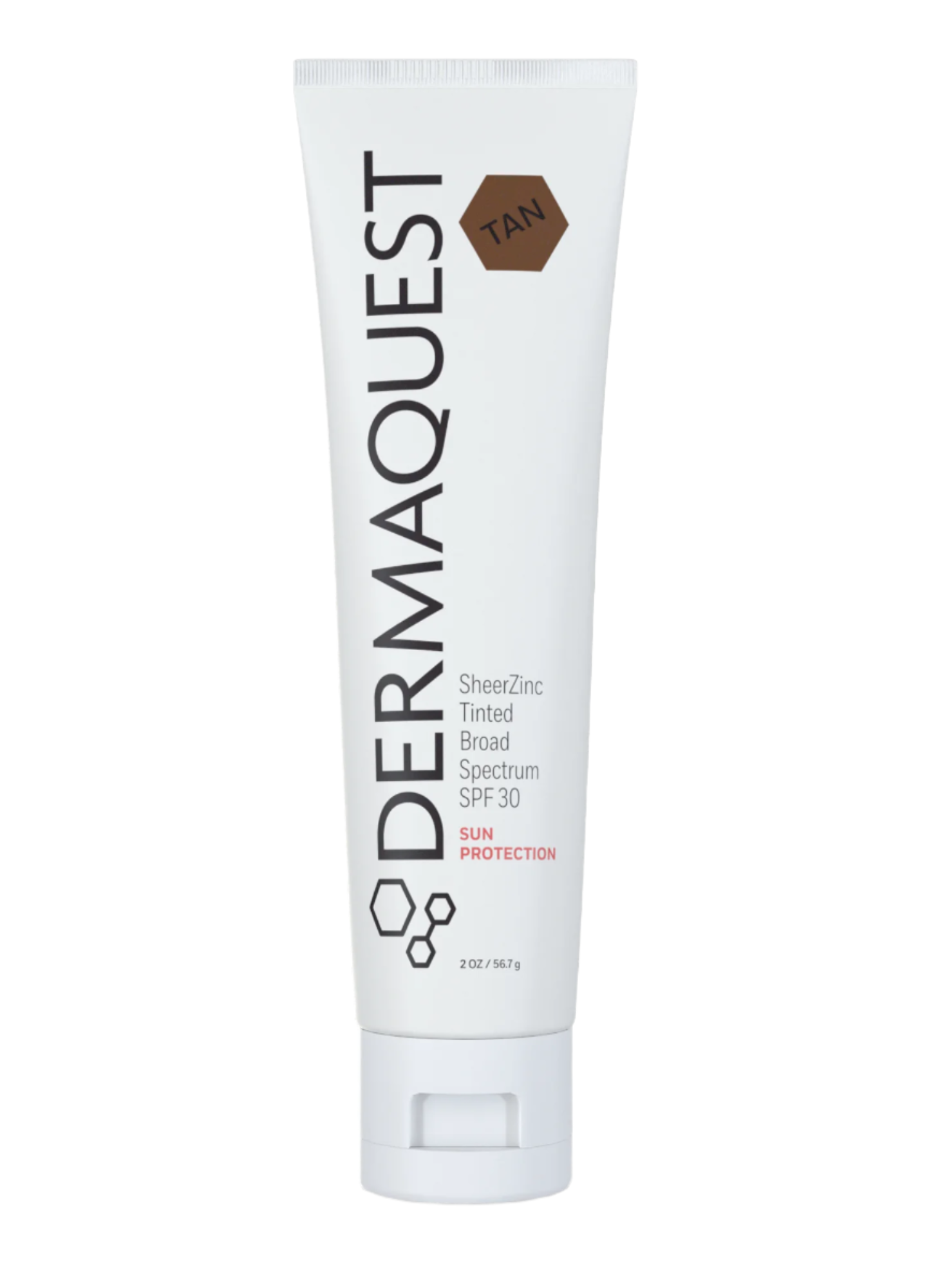Tinted sunscreen in Tan shade with broad-spectrum SPF, Zinc Oxide, and Vitamin C for all skin types.
