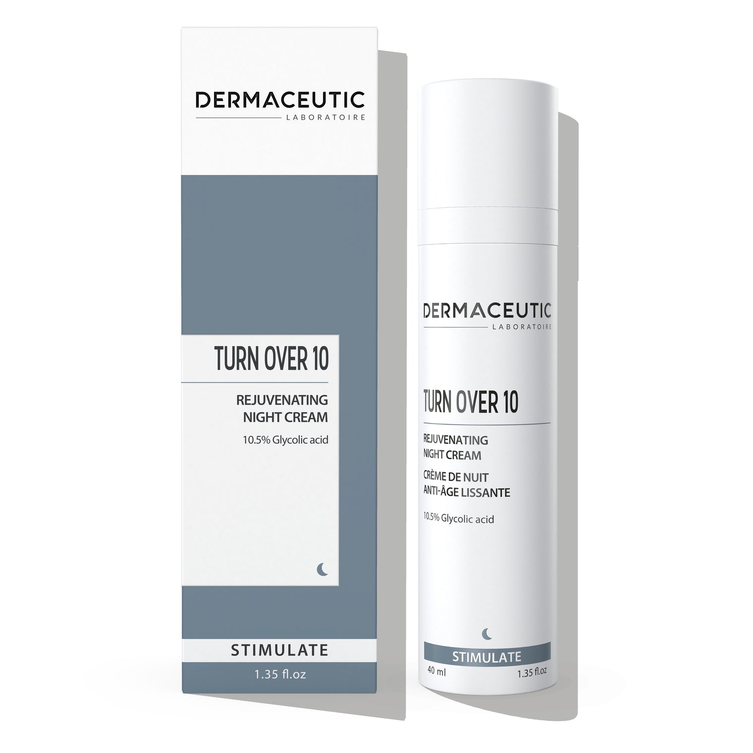 Dermaceutic Turn Over 10 cream designed to smooth fine lines and improve texture.