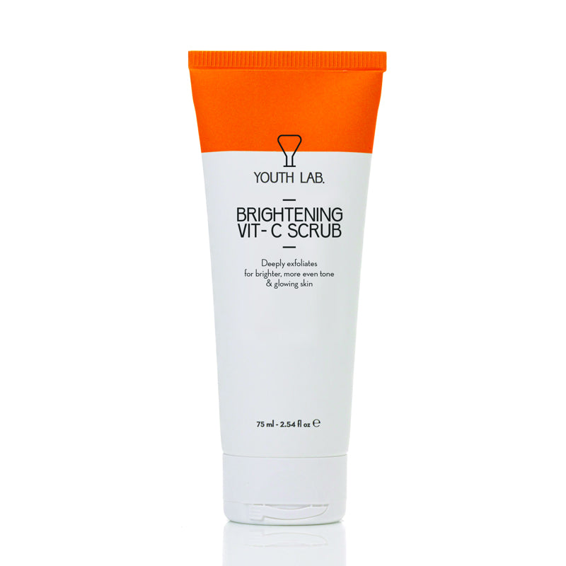 Brightening Vit-C Scrub with stabilized Vitamin C: exfoliates, refines pores, and reduces dark spots. Get glowing, even-toned skin in one simple step.