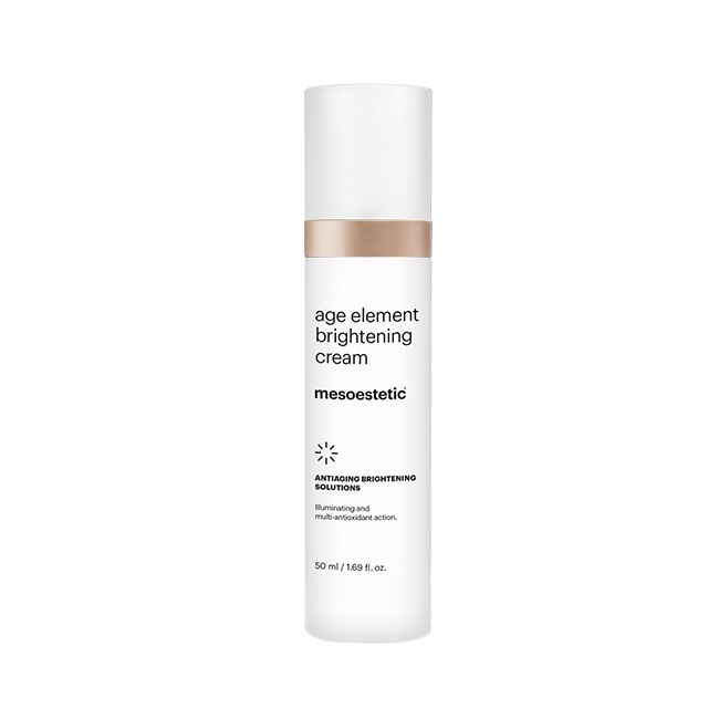 Mesoestetic age element brightening cream bottle on a white background