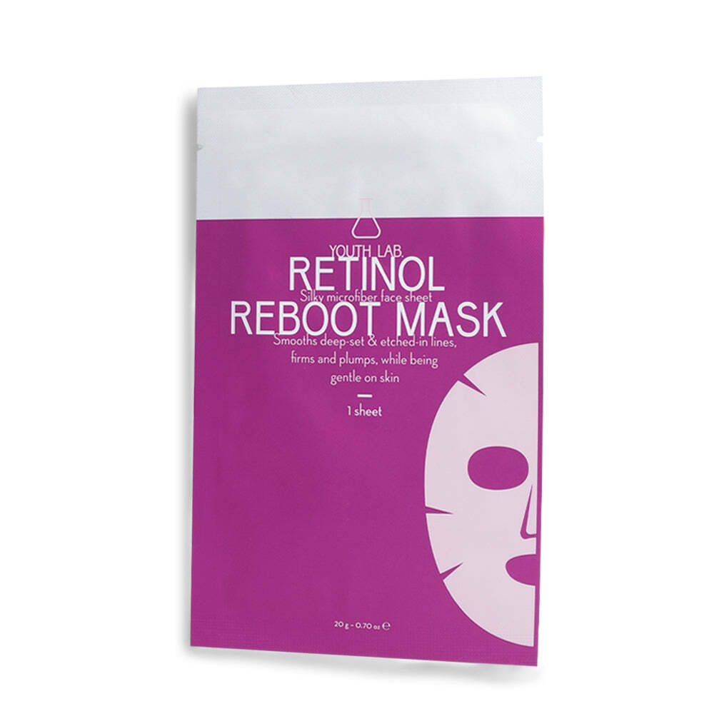 Hydrating sheet mask with 20ml of serum, designed to refine texture, minimize pores, and enhance skin radiance for all skin types.
