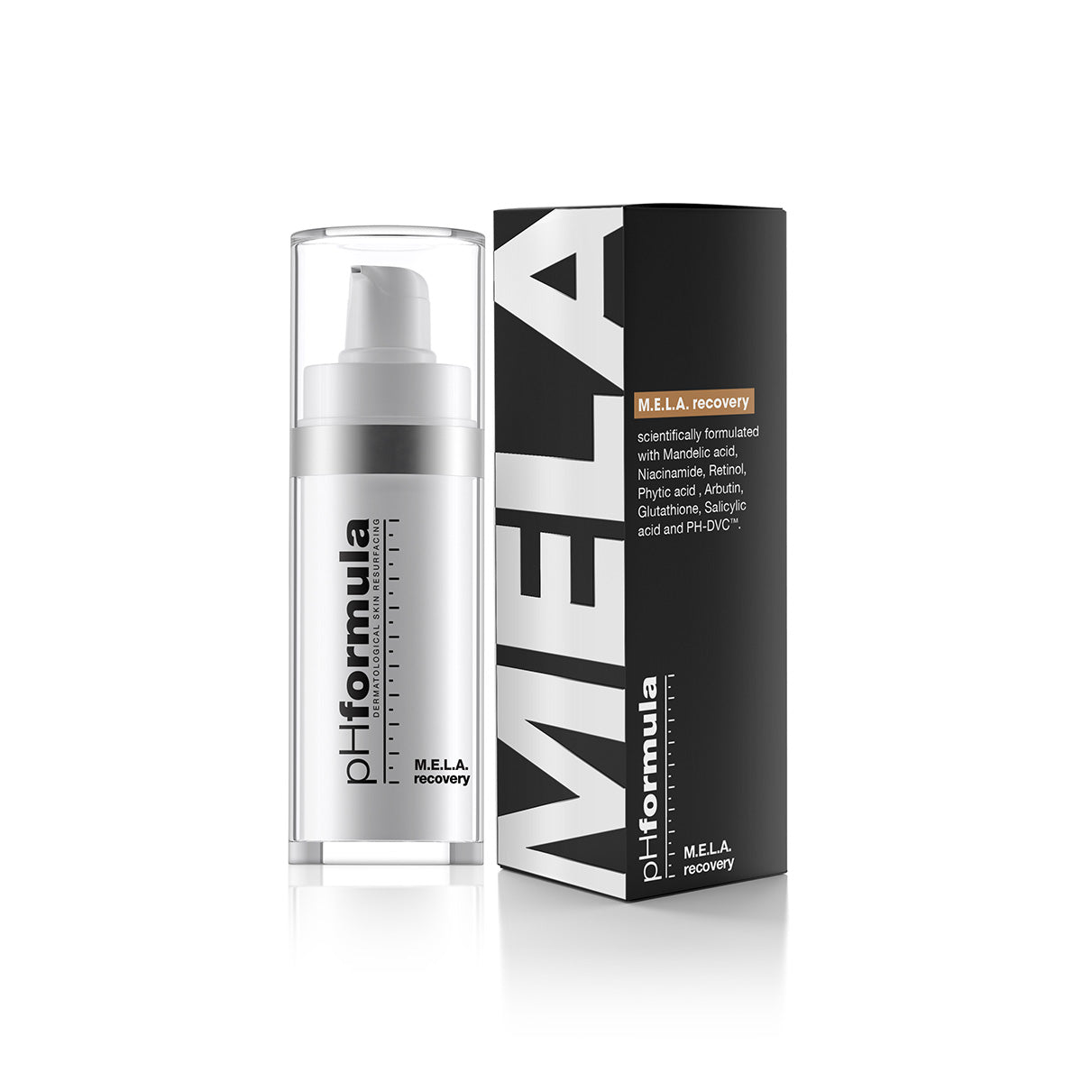 MELA Active Recovery serum for hyperpigmentation with mandelic acid, arbutin, glutathione, and retinol to brighten dark spots and even skin tone
