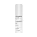 Skincare bottle labeled 'brightening peel booster' by mesoestetic on a white background