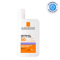 La Roche-Posay sunscreen bottle with SPF 50+ on a white background