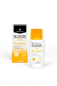 Heliocare Sensation 360 facial sunscreen tube with Fernblock® and ginger extract, offering broad-spectrum, oil-free protection for all skin types.