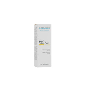 Bottle of ultra-light sunscreen fluid offering broad-spectrum UVA/UVB protection with a fast-absorbing, non-greasy formula for all skin types.