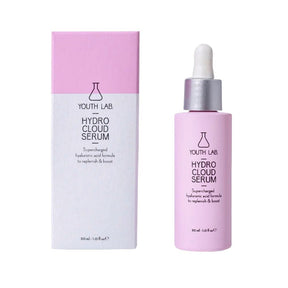 Youth Lab Hydro Cloud Serum bottle and packaging on a white background