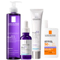 Collection of La Roche-Posay skincare products on a white background