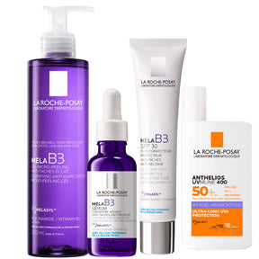 Collection of La Roche-Posay skincare products on a white background