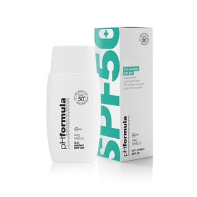 pHformula U.V. Protect SPF 50+ PRO SHIELD broad-spectrum facial sunscreen SPF 50+ for daily UV protection against photo-ageing and pigmentation.