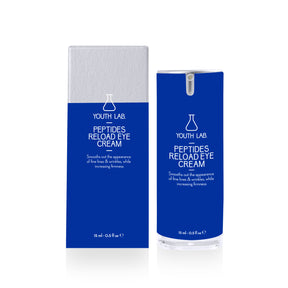 Anti-aging eye cream with peptides, stem cell extracts, and hyaluronic acid to reduce fine lines, hydrate, and restore skin firmness.