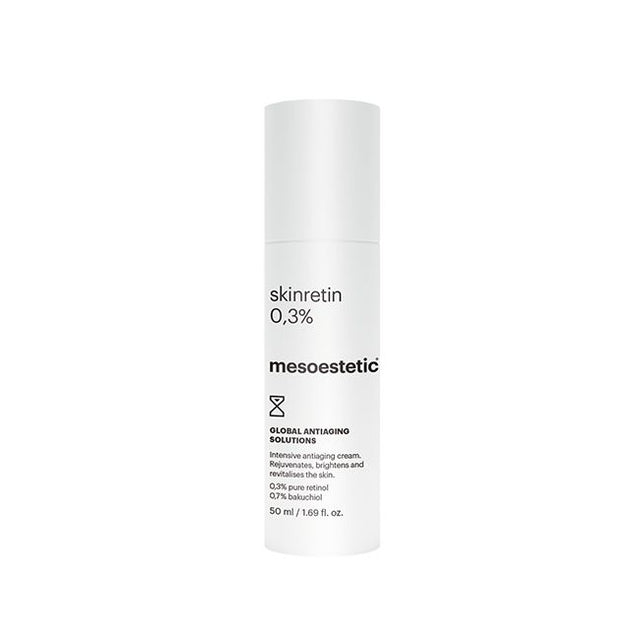Close-up of Mesoestetic Skinretin anti-ageing cream 50ml – retinol and bakuchiol formula for smoother, firmer, radiant skin