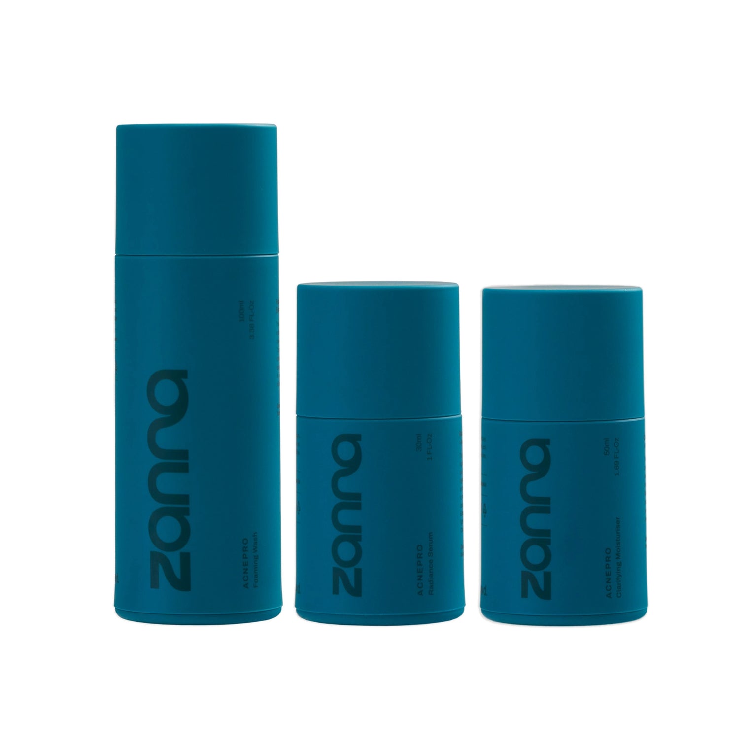 Complete Zanna skincare set to cleanse, treat, and hydrate acne-prone teenage skin.