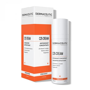 Antioxidant day cream with 25% vitamin C complex to prevent premature aging and photoaging.